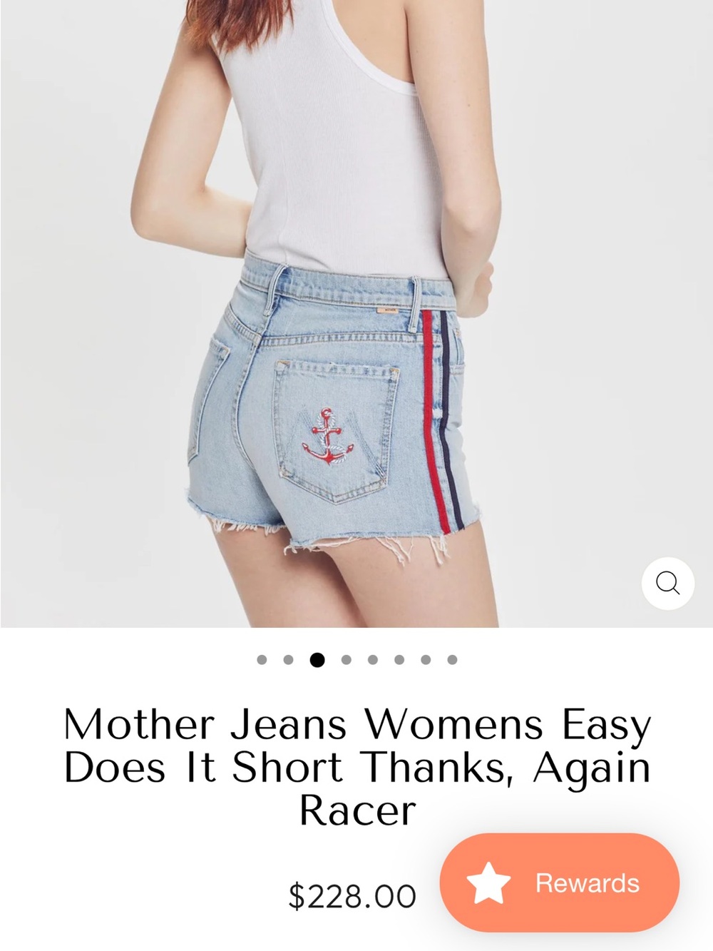 Mother denim Women’s Light Wash Anchor Embroidered Racer Shorts - Light Blue
